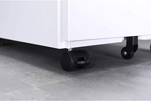 Aktenschränke,Schrankkorpus Vormontiert, Rollcontainer Büro-Rollcontainer mit Anti-umkippen-mechanismus, Bürocontainer mit 3 Schublade für A4, 50cm L x 39cm B x 60cm H, LWB020 (Weiß)