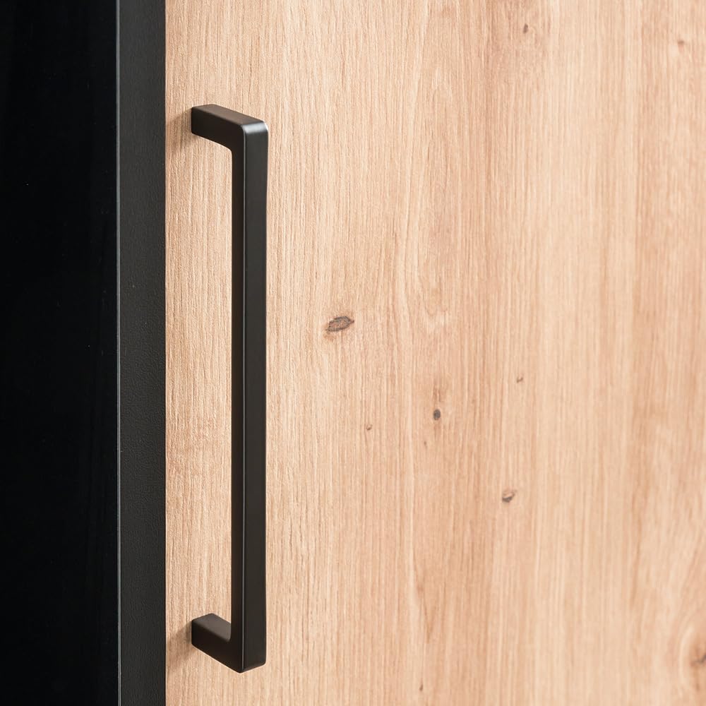 Lomadox Büroschrank Aktenschrank (3-teilig) in schwarz matt mit Eiche
