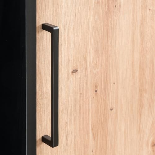 Lomadox Büroschrank Aktenschrank (3-teilig) in schwarz matt mit Eiche