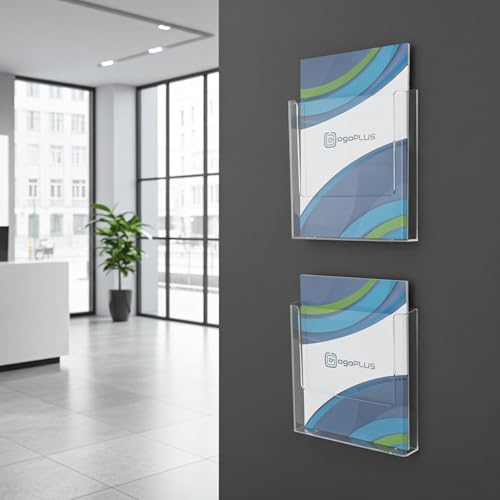 DIN A4 Wandprospekthalter Hochformat / Prospekthalter, Prospektständer, Flyer-Ständer, Flyerhalter, Prospektbox glasklar, Aufsteller, Werbung, Wandmontage