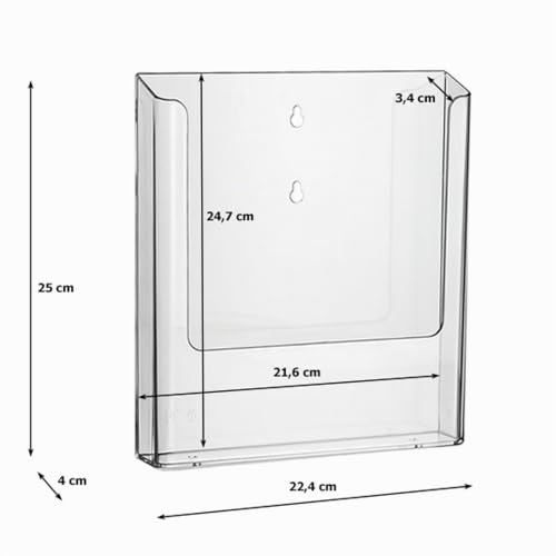 DIN A4 Wandprospekthalter Hochformat / Prospekthalter, Prospektständer, Flyer-Ständer, Flyerhalter, Prospektbox glasklar, Aufsteller, Werbung, Wandmontage