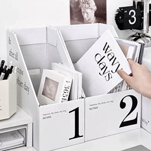 BEIJIALY Schreibtisch-Aktenhalter-Organizer, Vertikaler Aktenordner, Papier-Nummernmarkierung, Schlanker Schreibtisch-Aufbewahrungsorganisator, Zeitschriften-Aktenordner, Dokumentenständer für(2)