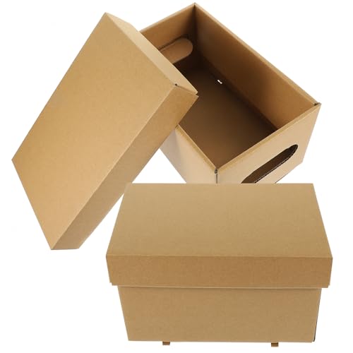 Papieraufbewahrungsboxen Stilvolles Schlichtes Design mit Deckel 2 Stück pack Große Kapazität Robust und Praktisch in Khaki für Büro und Zuhause