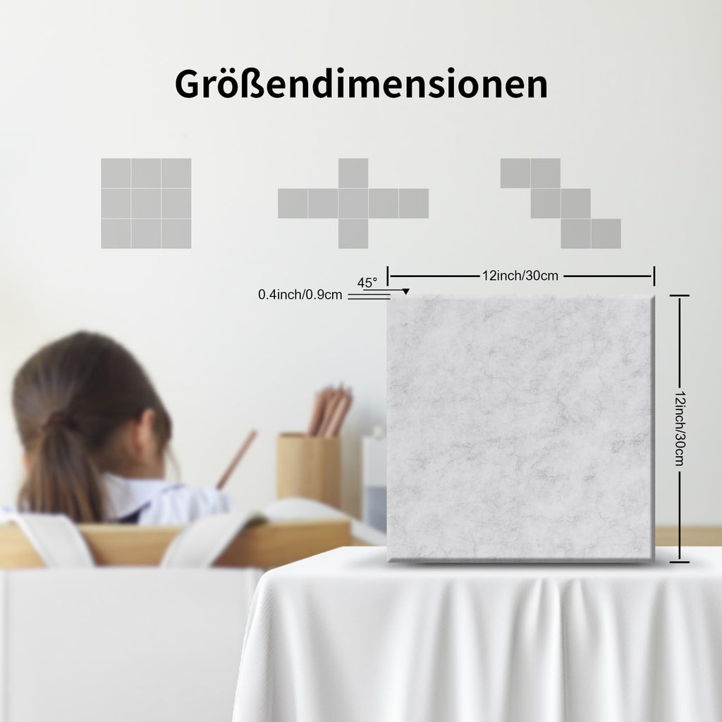 36 Stück Akustikplatten Selbstklebend Grau, Abdeckung 3.24㎡