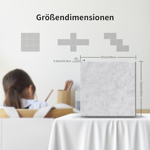 36 Stück Akustikplatten Selbstklebend Grau, Abdeckung 3.24㎡