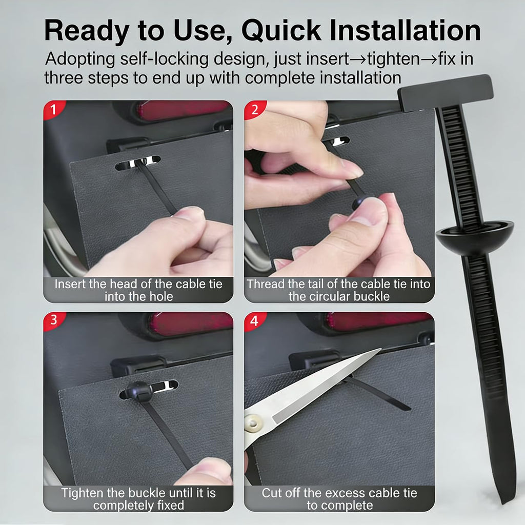 100 Stück Nylon Kabelbinder Schnalle, Universal Kabelbinderhalter, Kabelbinder-Verschluss Für Reparaturen, UV-beständige Nylon Halterung, Für Haushalt Auto Tägliche Reparaturen (Schwarz)