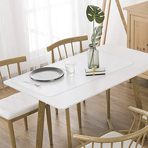 NATRKE Schreibtischunterlage Transparent, 80x40x0.15cm Schreibunterlage groß klare Durchsichtige Schreibtischmatte Unterlage Tischschoner rutschfeste Runde Kanten Schreibunterlage für Büro und Zuhause