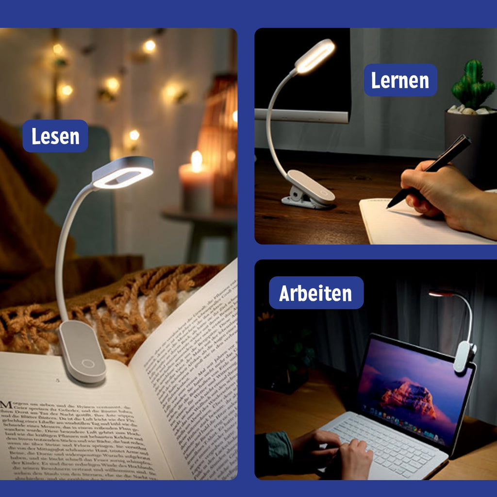 moses. libri_x Klemmleuchte Touch Electric Blue – dimmbares Leselicht
