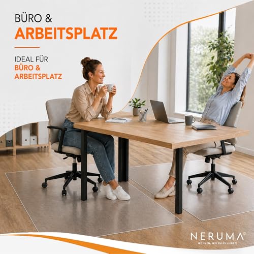 PVC Bodenschutzmatte Transparent – Bürostuhlunterlage für Hartboden & Teppich, rutschfest & langlebig – Bodenschutz Unterlage für Schreibtischstuhl, Stuhlmatte in verschiedenen Größen