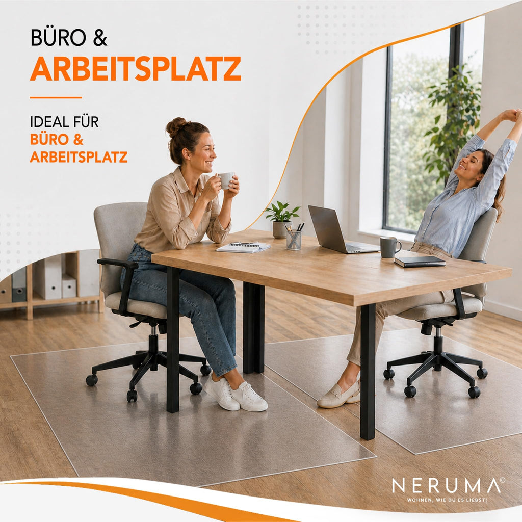 PVC Bodenschutzmatte Transparent – Bürostuhlunterlage für Hartboden & Teppich, rutschfest & langlebig – Bodenschutz Unterlage für Schreibtischstuhl, Stuhlmatte in verschiedenen Größen
