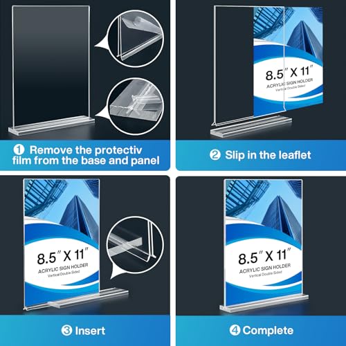 DoubleCare 3 Stück A4 Aufsteller, Doppelseitiges Transparentes Tischaufsteller, T-Förmiger Vertikaler Acryl Ständer, Tischaufsteller für Werbung, Speisekarte, Hinweisschild Dokumenten