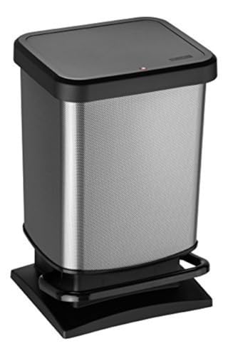 Rotho Paso Mülleimer 20l mit Pedal und Deckel, Kunststoff (PP) BPA-frei, carbonmetallic, 20l (29.3 x 26.6 x 45.7 cm)