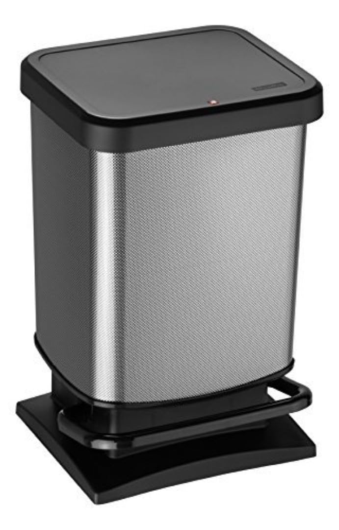 Rotho Paso Mülleimer 20l mit Pedal und Deckel, Kunststoff (PP) BPA-frei, carbonmetallic, 20l (29.3 x 26.6 x 45.7 cm)