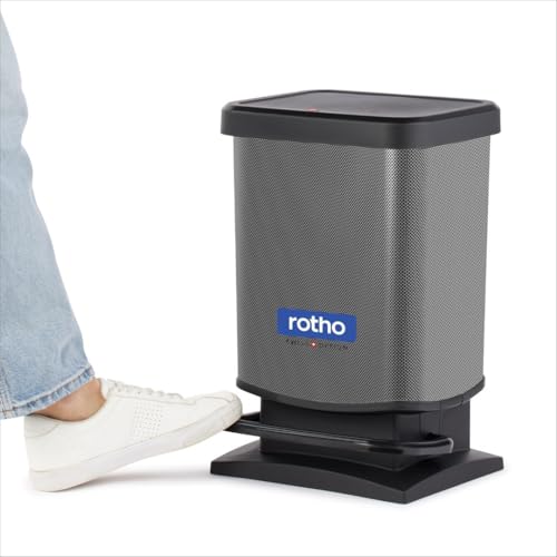 Rotho Paso Mülleimer 20l mit Pedal und Deckel, Kunststoff (PP) BPA-frei, carbonmetallic, 20l (29.3 x 26.6 x 45.7 cm)