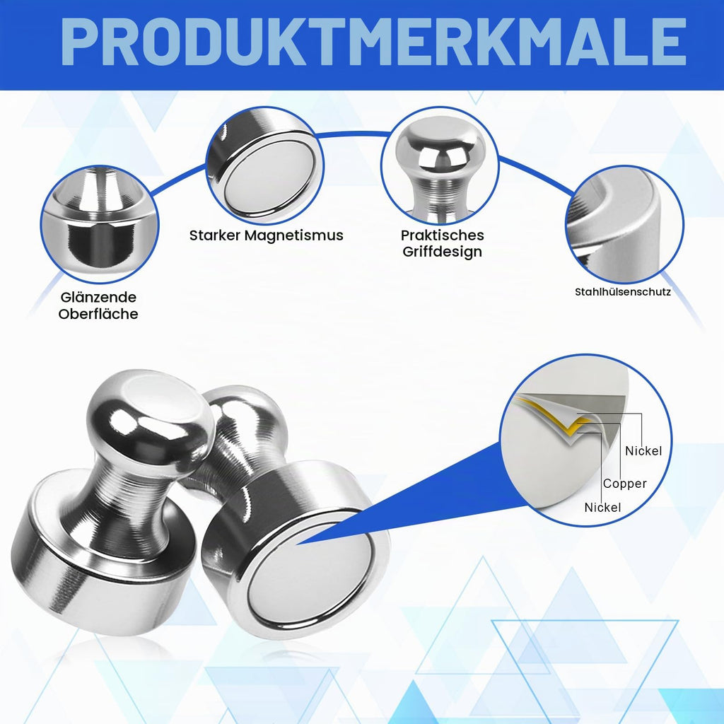 40 Stück Magnete Stark, 16 mm x 12 mm, für Magnettafel, Silber