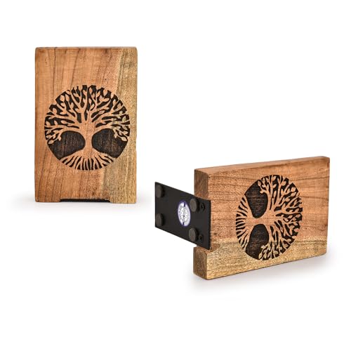 EDHAS Dekorative Buchstützen aus Eisen und Akazienholz, dekoratives Bücherregal, robuste Buchstützen, Schreibtisch-Organisation, Bücher (10,2 x 10,2 x 15,2 cm), 2 Stück