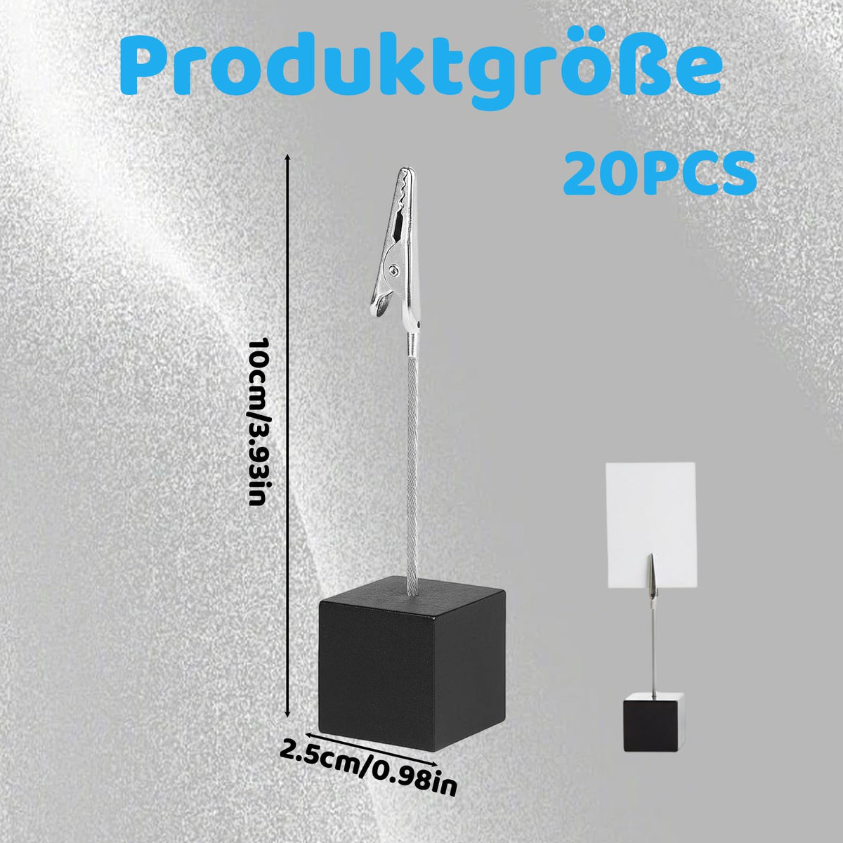 20 Stück Fotohalter mit Klammern, Schwarz Holz Memo Clip Halter, Fotoständer, Tischkartenhalter für Bilder, Karten und Notizen, Ideal für Heimdekoration, Büro und Veranstaltungen
