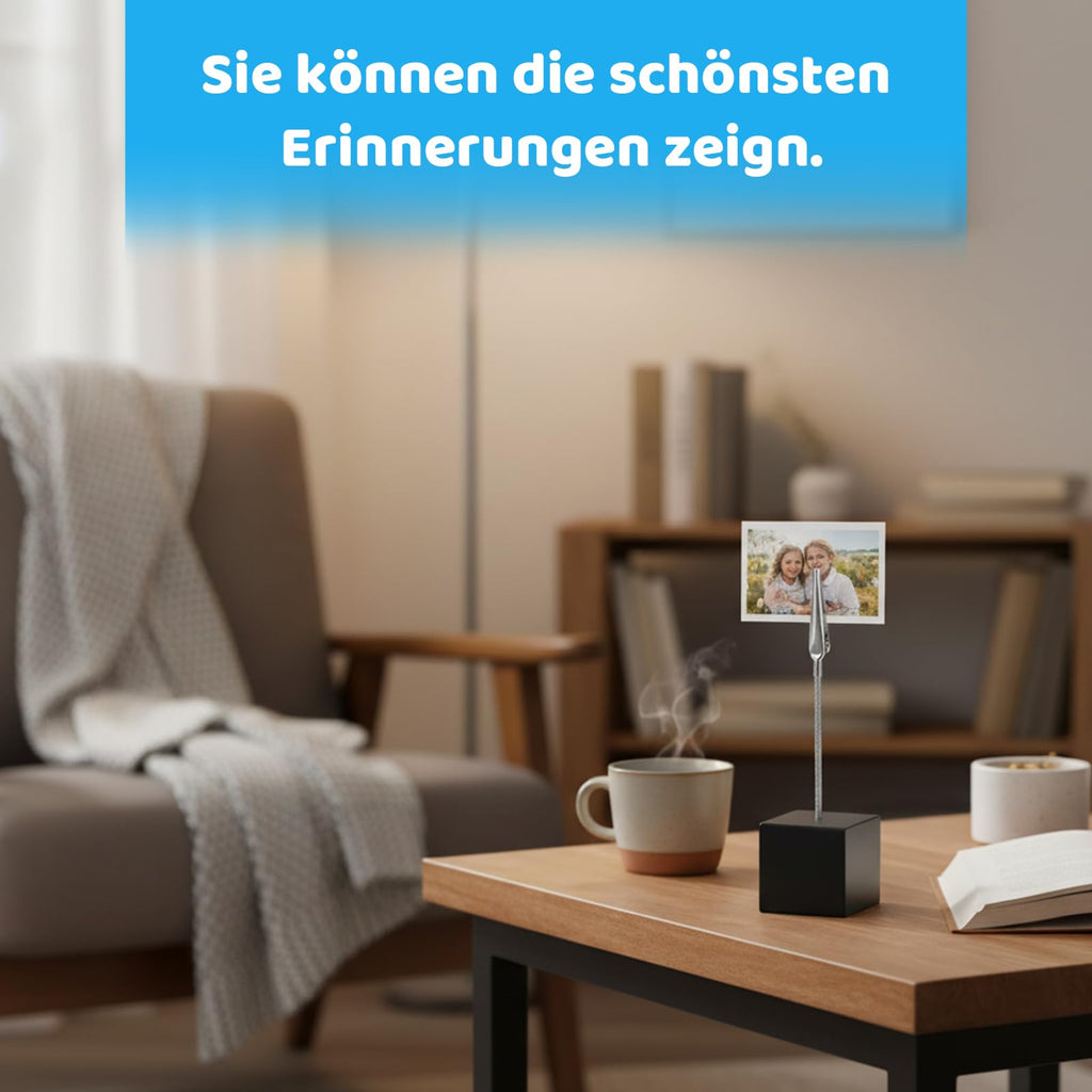 20 Stück Fotohalter mit Klammern, Schwarz Holz Memo Clip Halter, Fotoständer, Tischkartenhalter für Bilder, Karten und Notizen, Ideal für Heimdekoration, Büro und Veranstaltungen