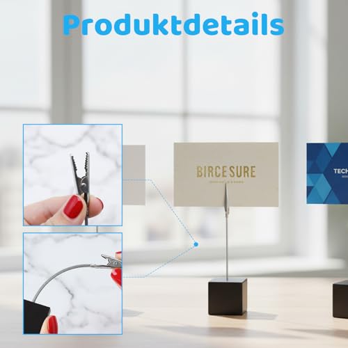 20 Stück Fotohalter mit Klammern, Schwarz Holz Memo Clip Halter, Fotoständer, Tischkartenhalter für Bilder, Karten und Notizen, Ideal für Heimdekoration, Büro und Veranstaltungen