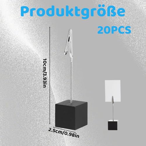 20 Stück Fotohalter mit Klammern, Schwarz Holz Memo Clip Halter, Fotoständer, Tischkartenhalter für Bilder, Karten und Notizen, Ideal für Heimdekoration, Büro und Veranstaltungen
