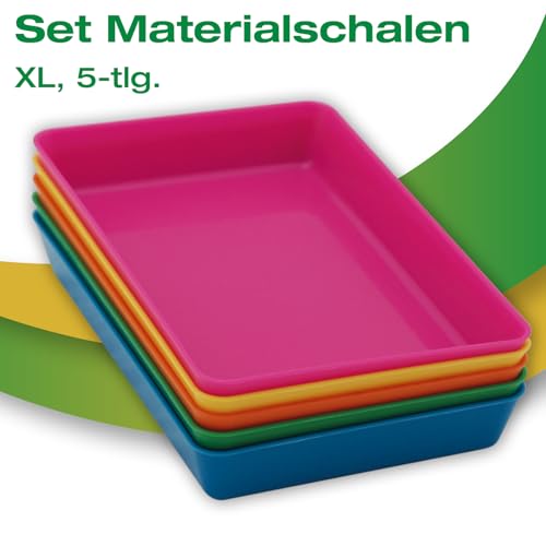 TimeTEX Materialschalen Set XL, 5 robuste Schalen | Ideal zum Basteln & Sortieren