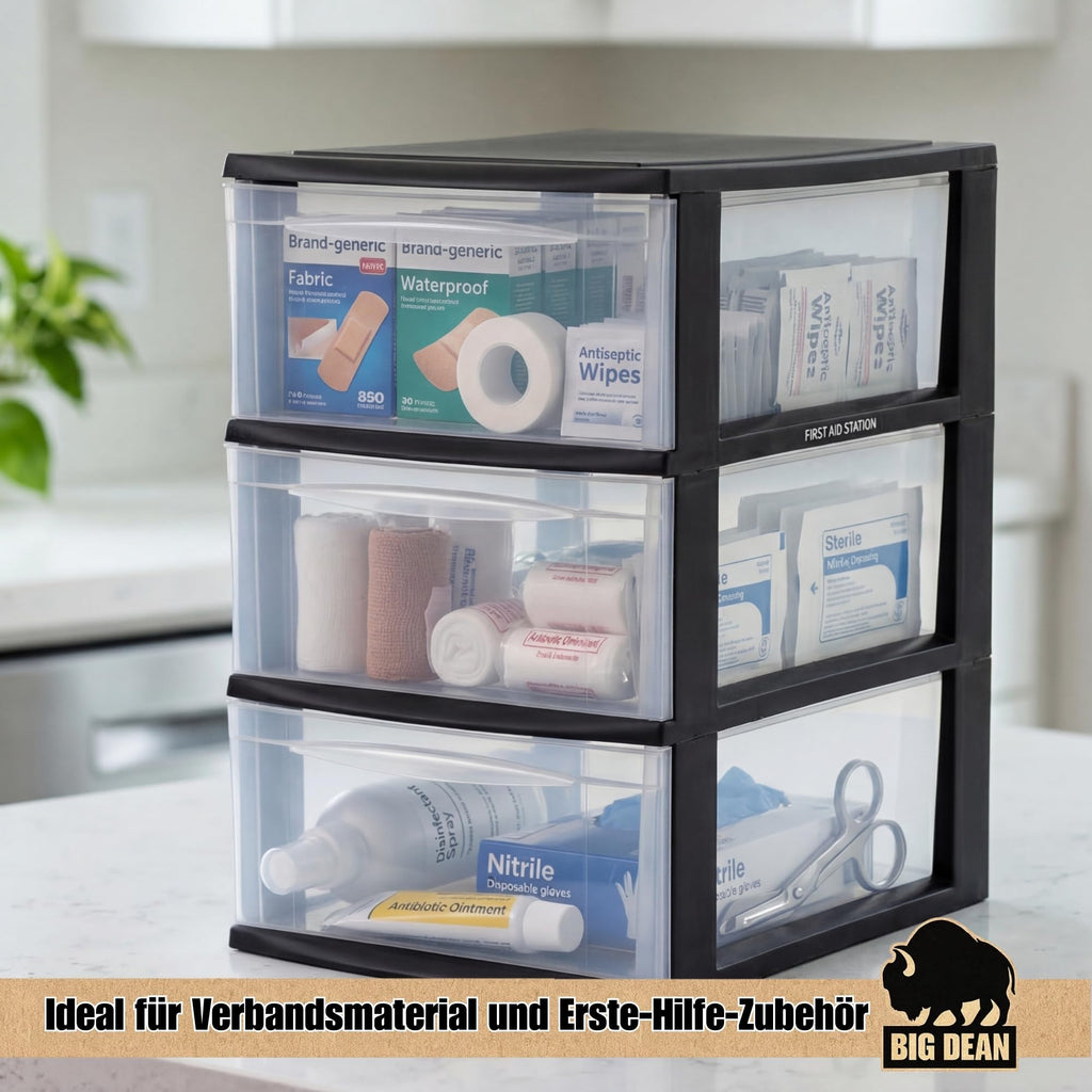 Große Schubladenbox A4 Schubladenschrank Schreibtisch Organizer Transparent