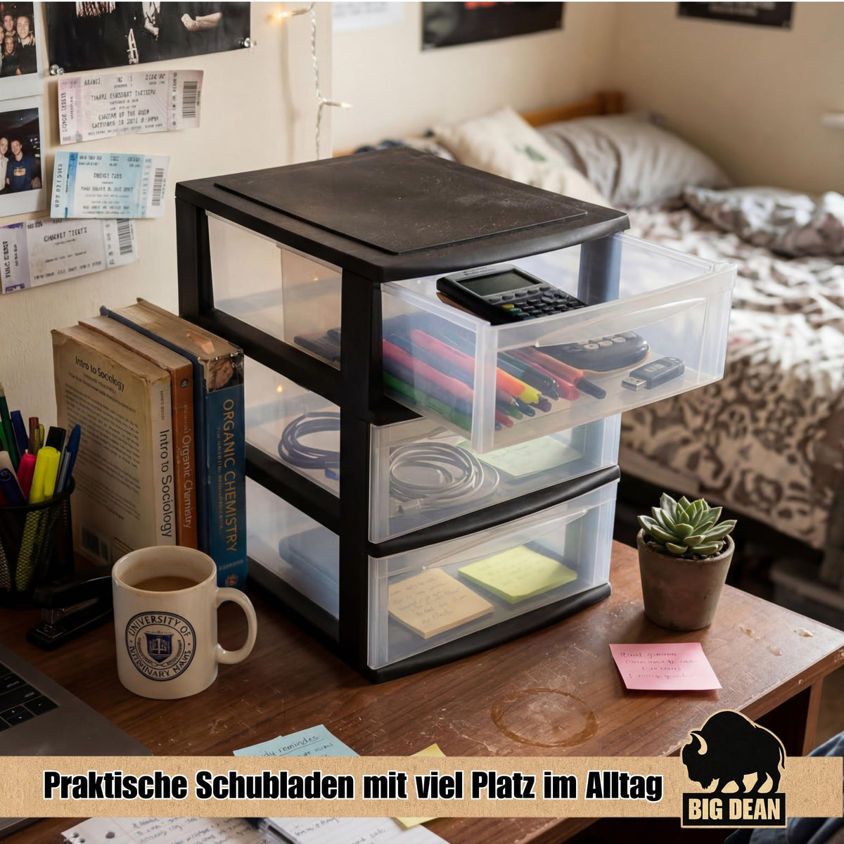 Große Schubladenbox A4 Schubladenschrank Schreibtisch Organizer Transparent