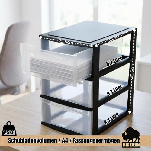 Große Schubladenbox A4 Schubladenschrank Schreibtisch Organizer Transparent