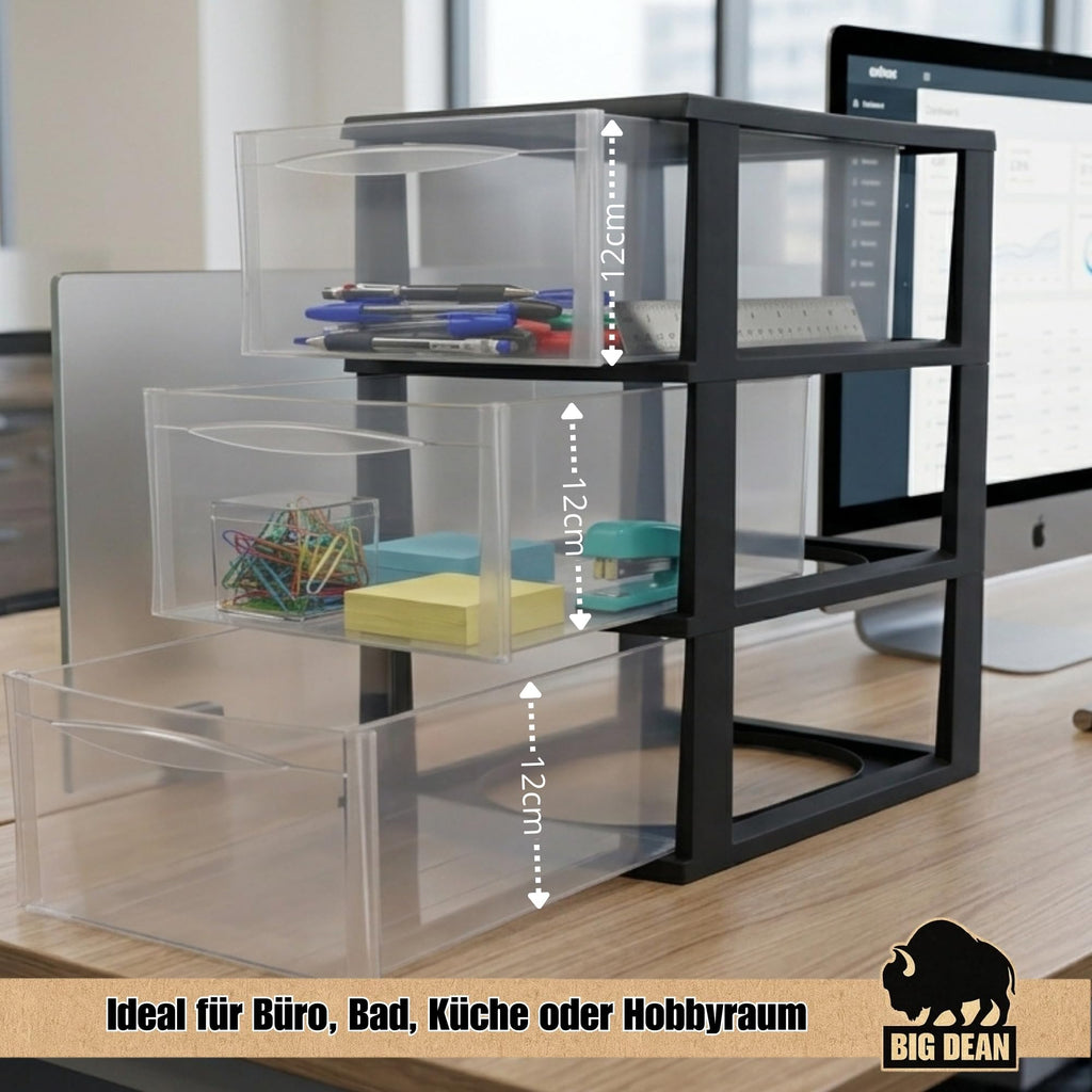 Große Schubladenbox A4 Schubladenschrank Schreibtisch Organizer Transparent
