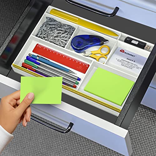 Acrimet Schubladen-Organizer mit 8 Fächern – Vielzweckbox für Bürobedarf, Make-up und Zubehör – Passend für Schubladen oder Tischoberflächen, 32,4 x 20,3 x 2,7 cm (Kunststoff) (Weiß)