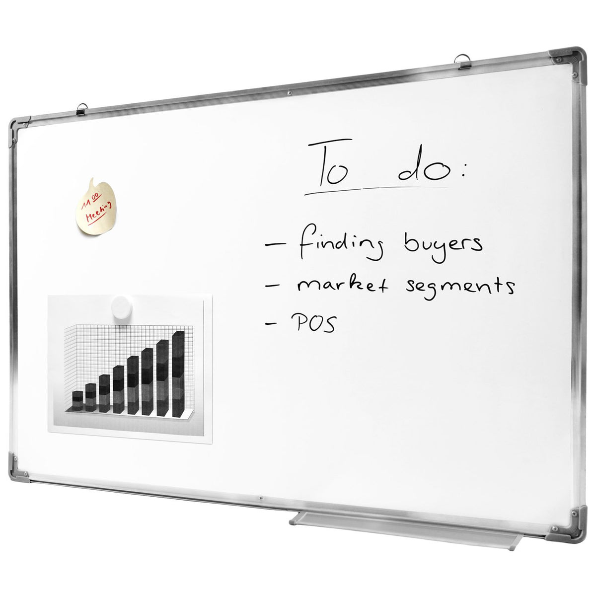 GOODS+GADGETS® Whiteboard magnetisch 60x90cm mit Alu-Rahmen & Ablage