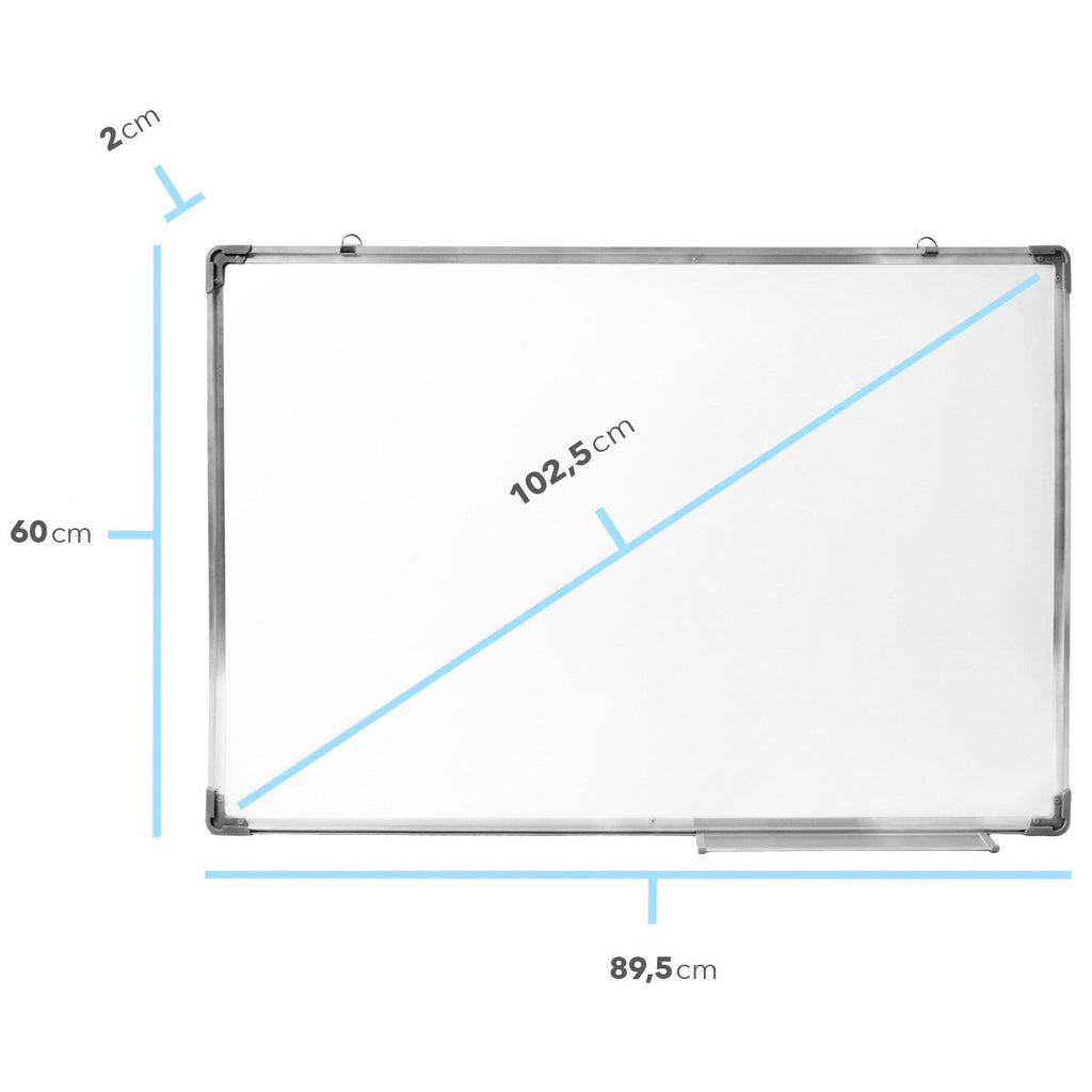 GOODS+GADGETS® Whiteboard magnetisch 60x90cm mit Alu-Rahmen & Ablage