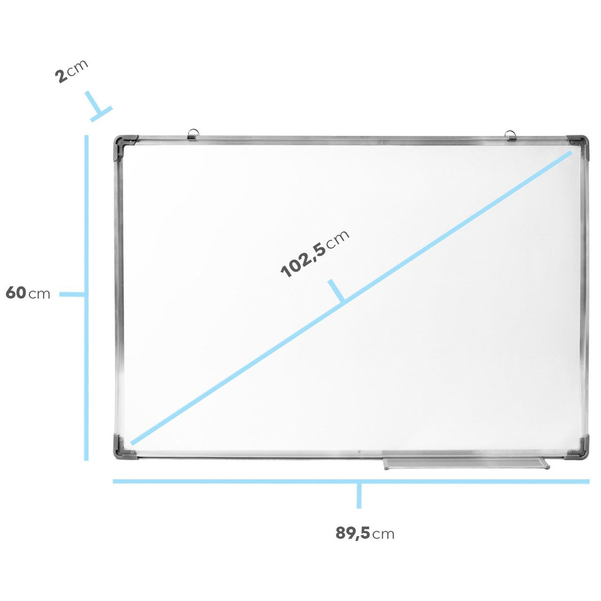 GOODS+GADGETS® Whiteboard magnetisch 60x90cm mit Alu-Rahmen & Ablage