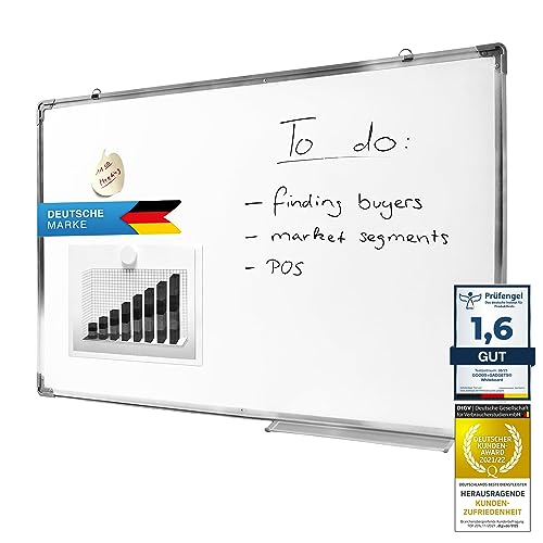 GOODS+GADGETS® Whiteboard magnetisch 60x90cm mit Alu-Rahmen & Ablage