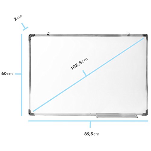 GOODS+GADGETS® Whiteboard magnetisch 60x90cm mit Alu-Rahmen & Ablage