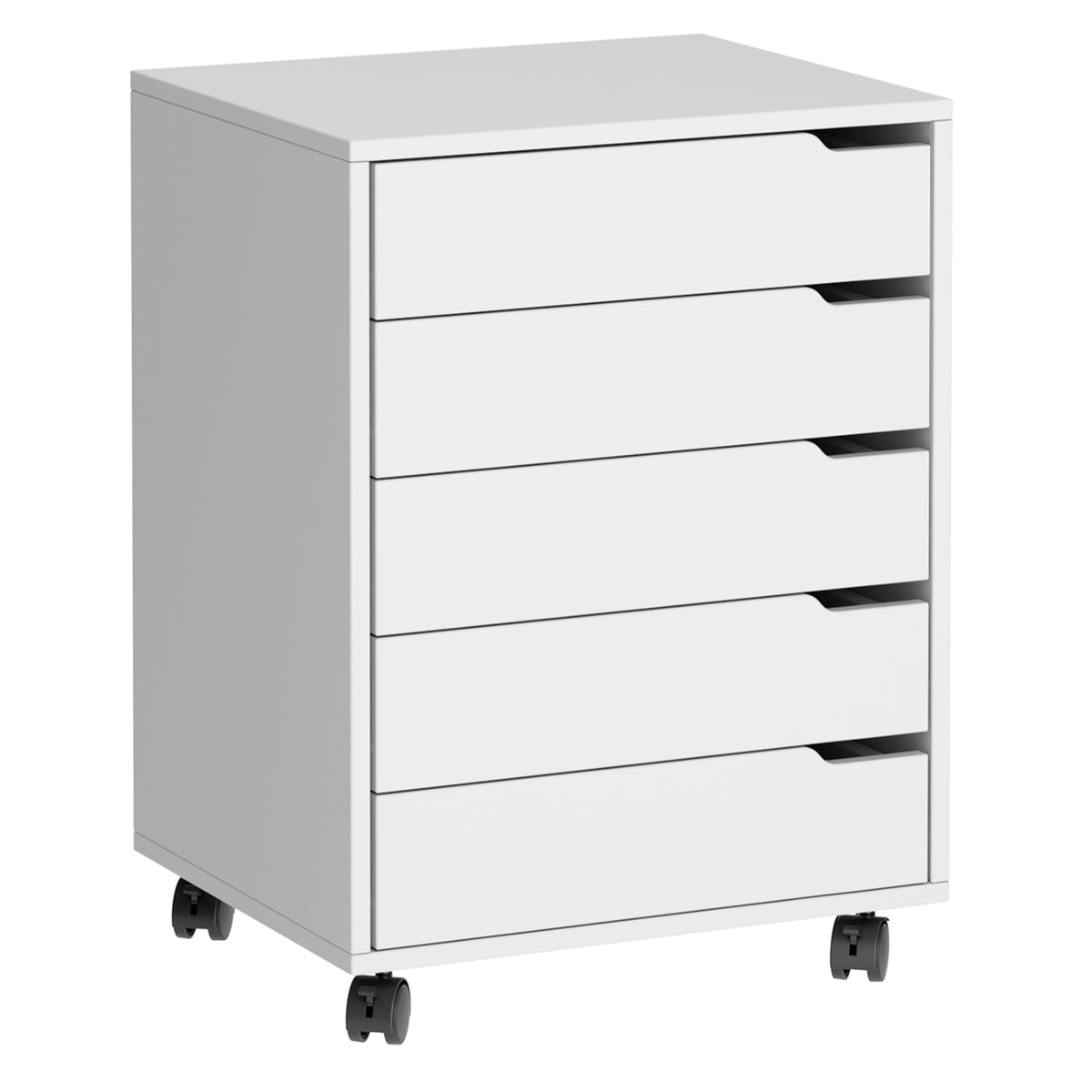 sogesfurniture Rollcontainer, Aktenschrank mit 5 Schubladen, Büroschrank, Schubladenschrank, Kommode Aufbewahrungsschrank, Mehrzweckschrank für Arbeitszimmer, Büro, Weiß