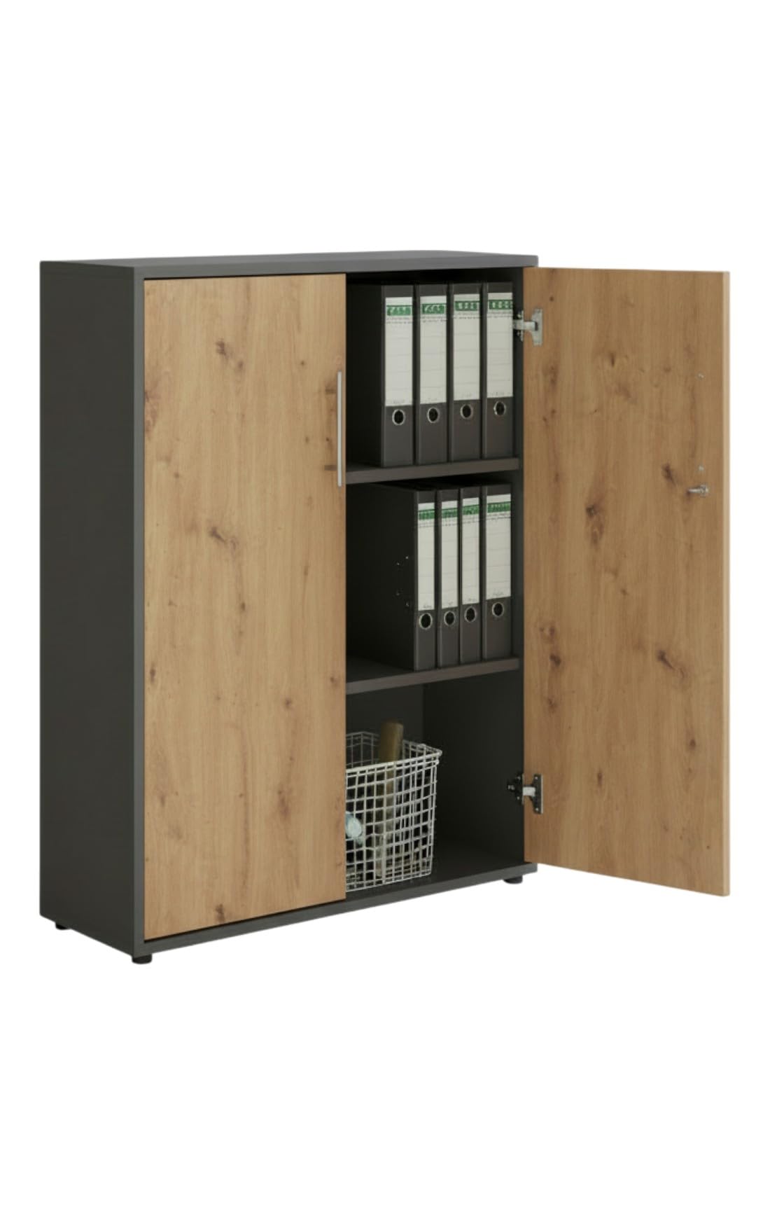 Aktenschrank TABOR abschließbar Büroschrank in diversen Farbvarianten (anthrazit/Artisan Eiche)