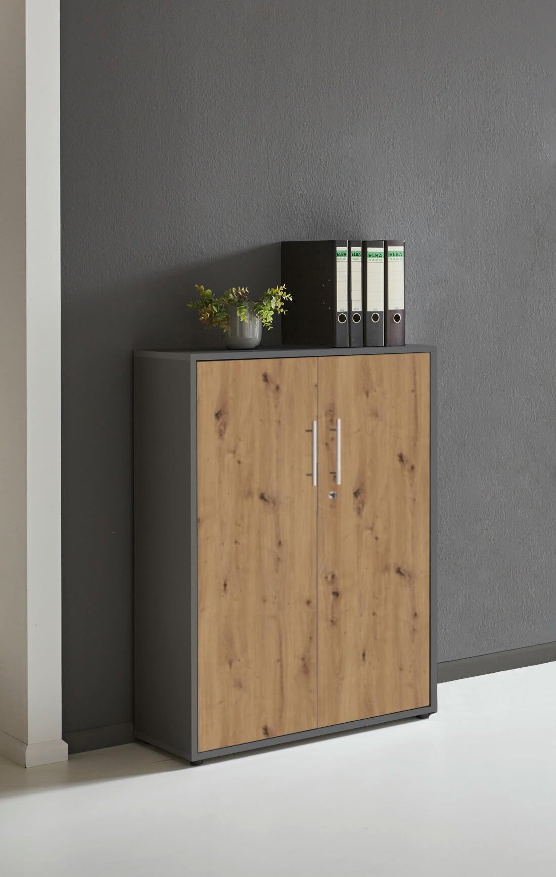 Aktenschrank TABOR abschließbar Büroschrank in diversen Farbvarianten (anthrazit/Artisan Eiche)