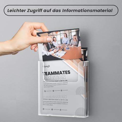 DIN-A4-Wandprospekthalter, transparenter Flyerhalter aus Acryl, 1 Stück