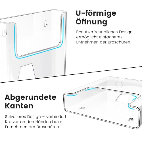 DIN-A4-Wandprospekthalter, transparenter Flyerhalter aus Acryl, 1 Stück