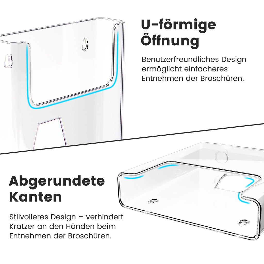 DIN-A4-Wandprospekthalter, transparenter Flyerhalter aus Acryl, 1 Stück