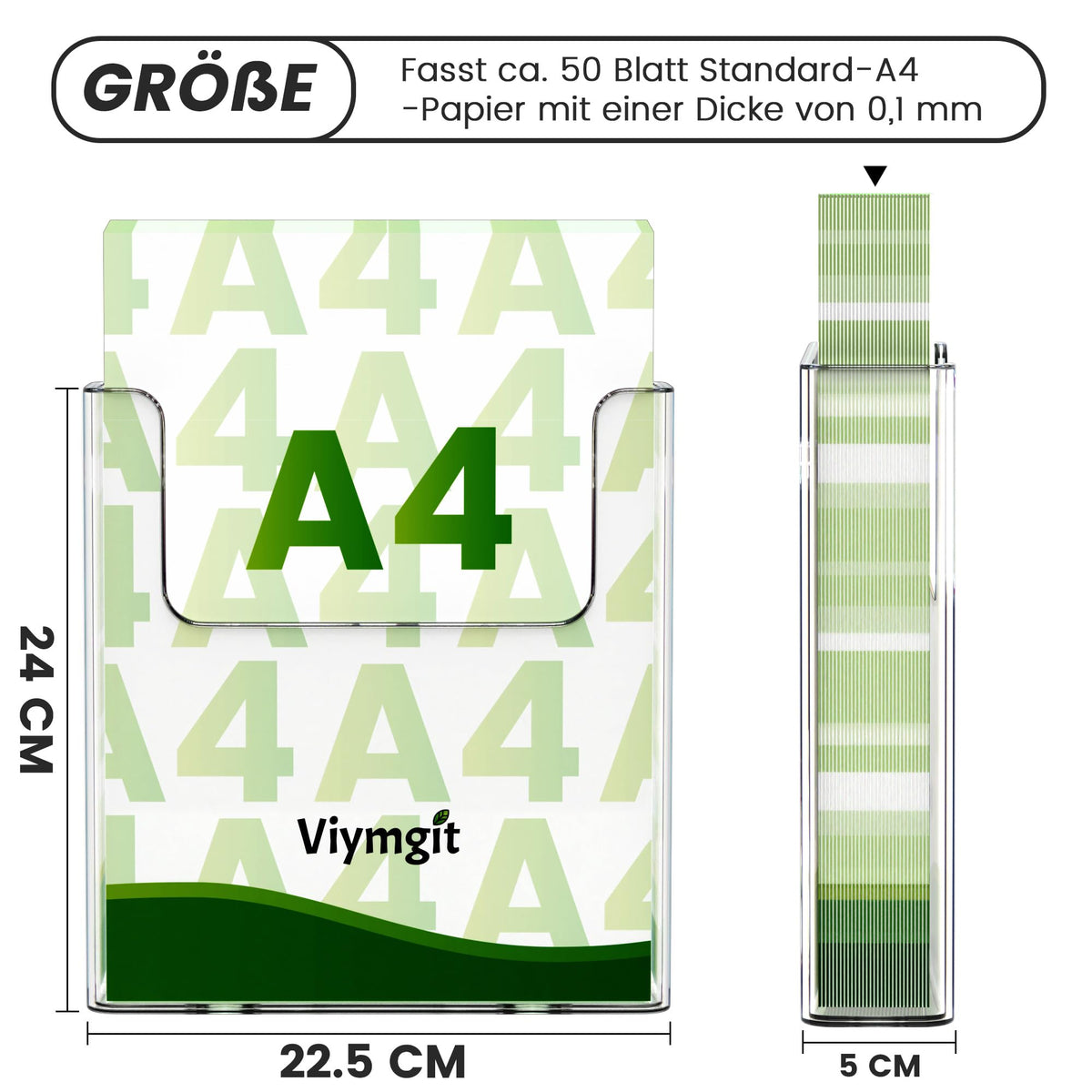 DIN-A4-Wandprospekthalter, transparenter Flyerhalter aus Acryl, 1 Stück