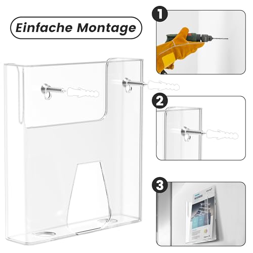 DIN-A4-Wandprospekthalter, transparenter Flyerhalter aus Acryl, 1 Stück