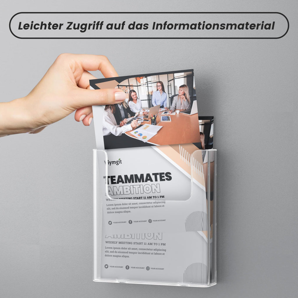 DIN-A4-Wandprospekthalter, transparenter Flyerhalter aus Acryl, 1 Stück