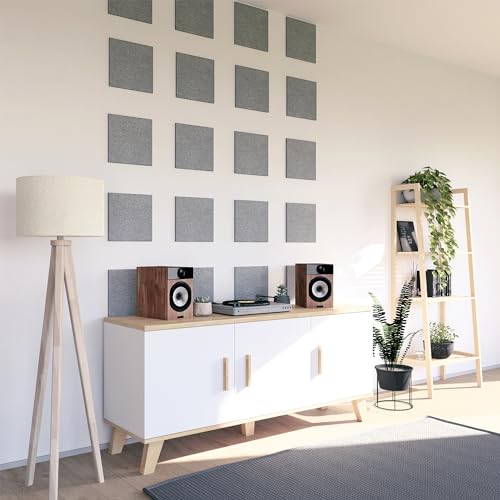 vilz 12 Stück Schallabsorber Panel Akustik aus recyceltem Filz - Akustikplatten Schalldämmung 250x250x9 mm
