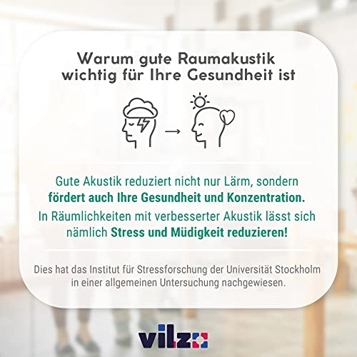 vilz 12 Stück Schallabsorber Panel Akustik aus recyceltem Filz - Akustikplatten Schalldämmung 250x250x9 mm