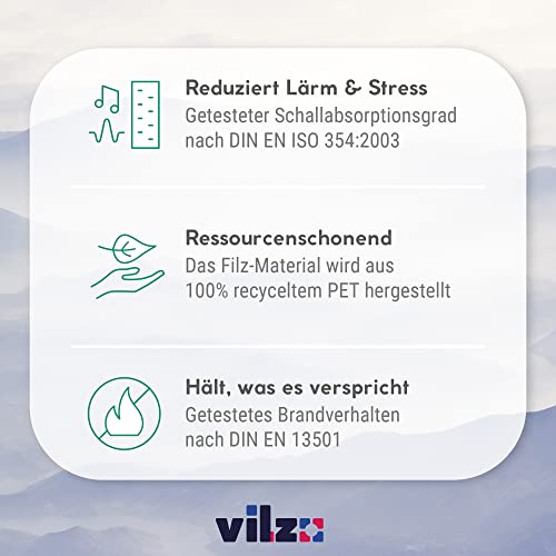 vilz 12 Stück Schallabsorber Panel Akustik aus recyceltem Filz - Akustikplatten Schalldämmung 250x250x9 mm