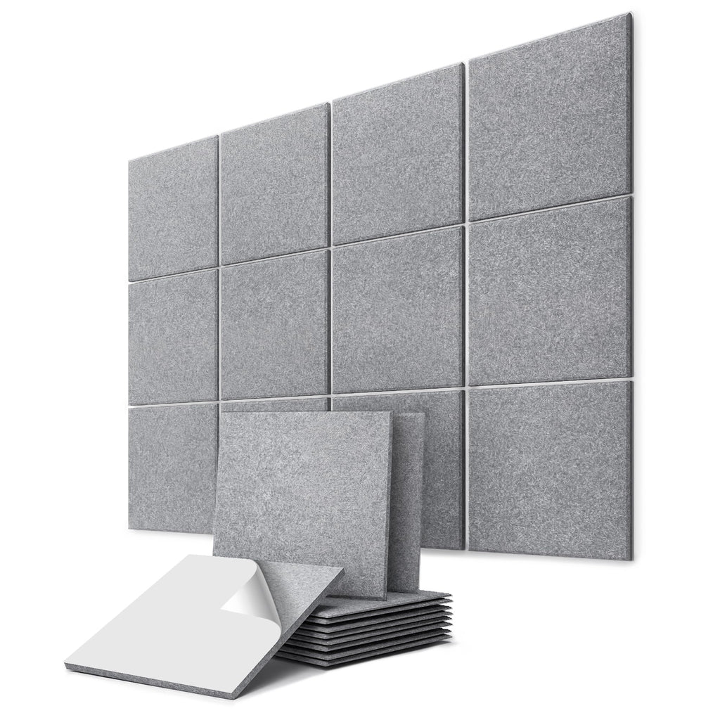 vilz 12 Stück Schallabsorber Panel Akustik aus recyceltem Filz - Akustikplatten Schalldämmung 250x250x9 mm