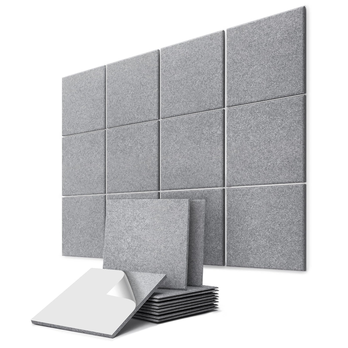 vilz 12 Stück Schallabsorber Panel Akustik aus recyceltem Filz - Akustikplatten Schalldämmung 250x250x9 mm