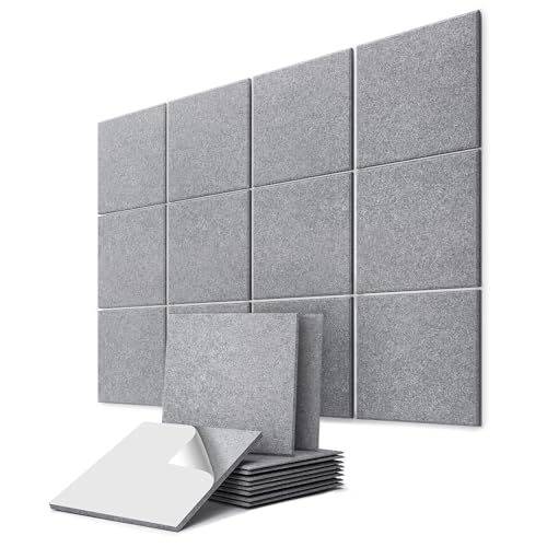 vilz 12 Stück Schallabsorber Panel Akustik aus recyceltem Filz - Akustikplatten Schalldämmung 250x250x9 mm